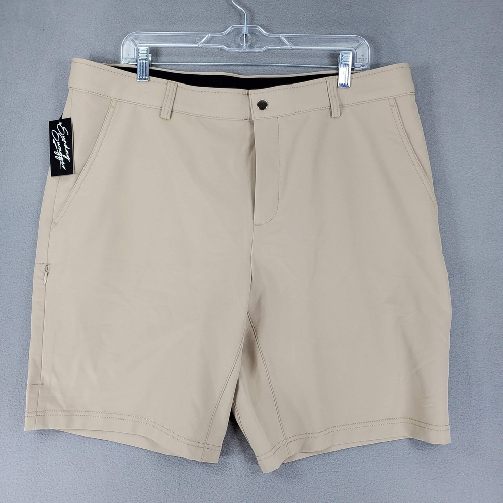 Sunday Swagger Golf Shorts Men 38 Tan Everyday Stretch Moisture Wicking NEW
